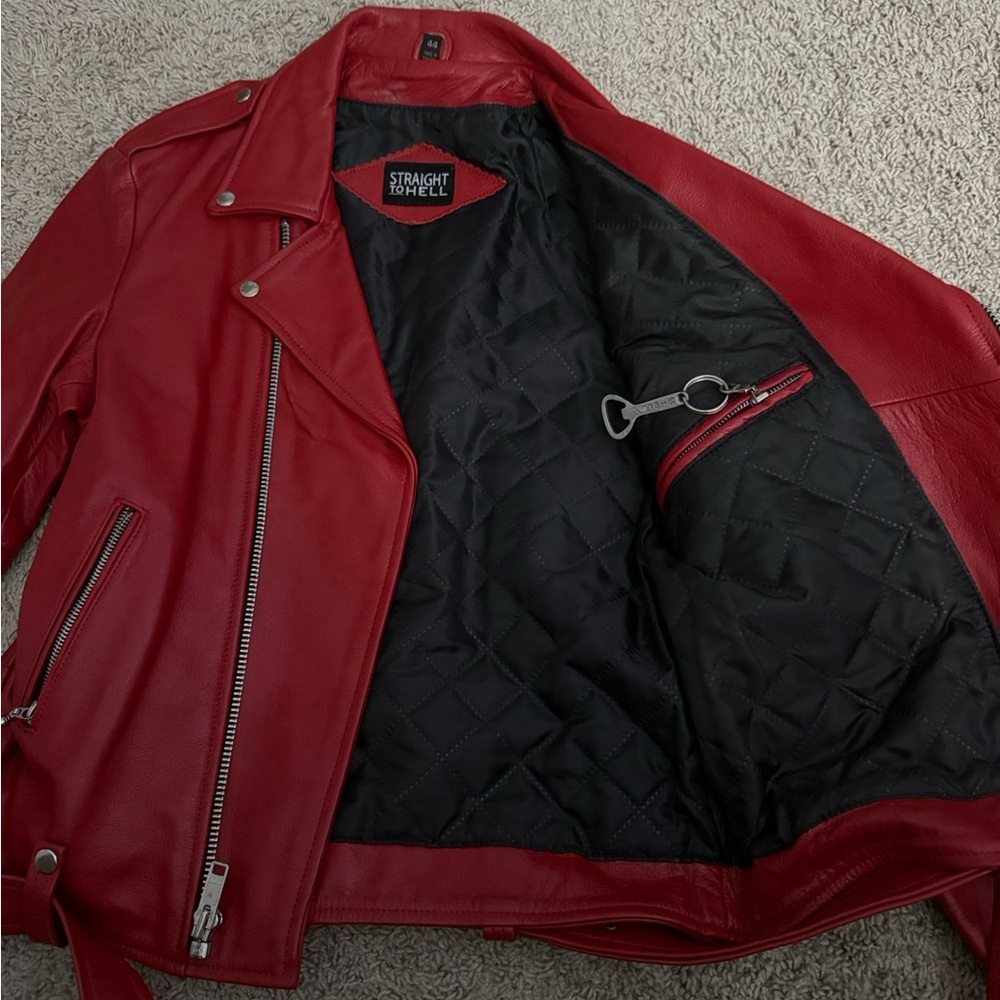 Red Leather Performance Jacket - Picture 3 of 5
